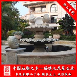 石雕噴泉設計廠家 黃銹石石雕噴泉 噴泉池子石雕圖片