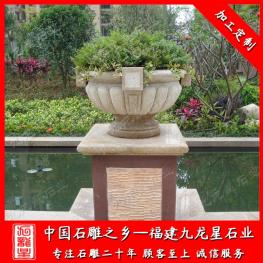 石材花缽花盆批發廠家 別墅石雕花盆 公路石材花缽花盆