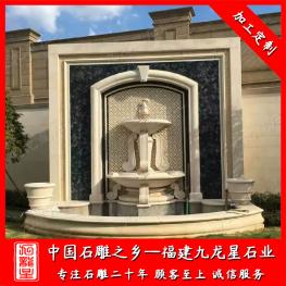 石材雕刻噴泉廠家九龍星 批發石雕半壁水缽噴泉
